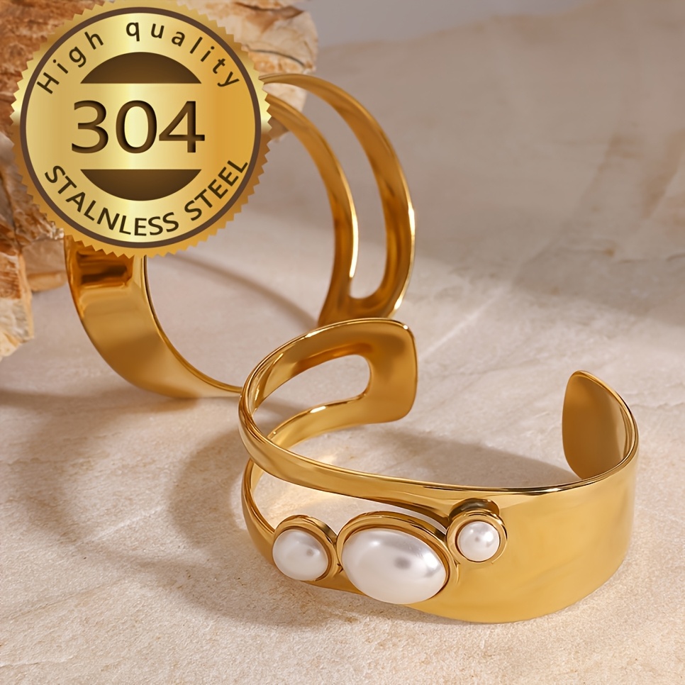 Exquisite Natural Stone Open Bangle Bracelet, High-Quality Fashion